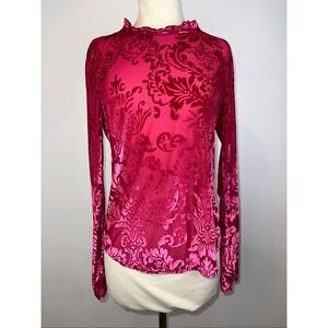 Anthropologie Sz  L Sheer Velvet Burnout Top blouse